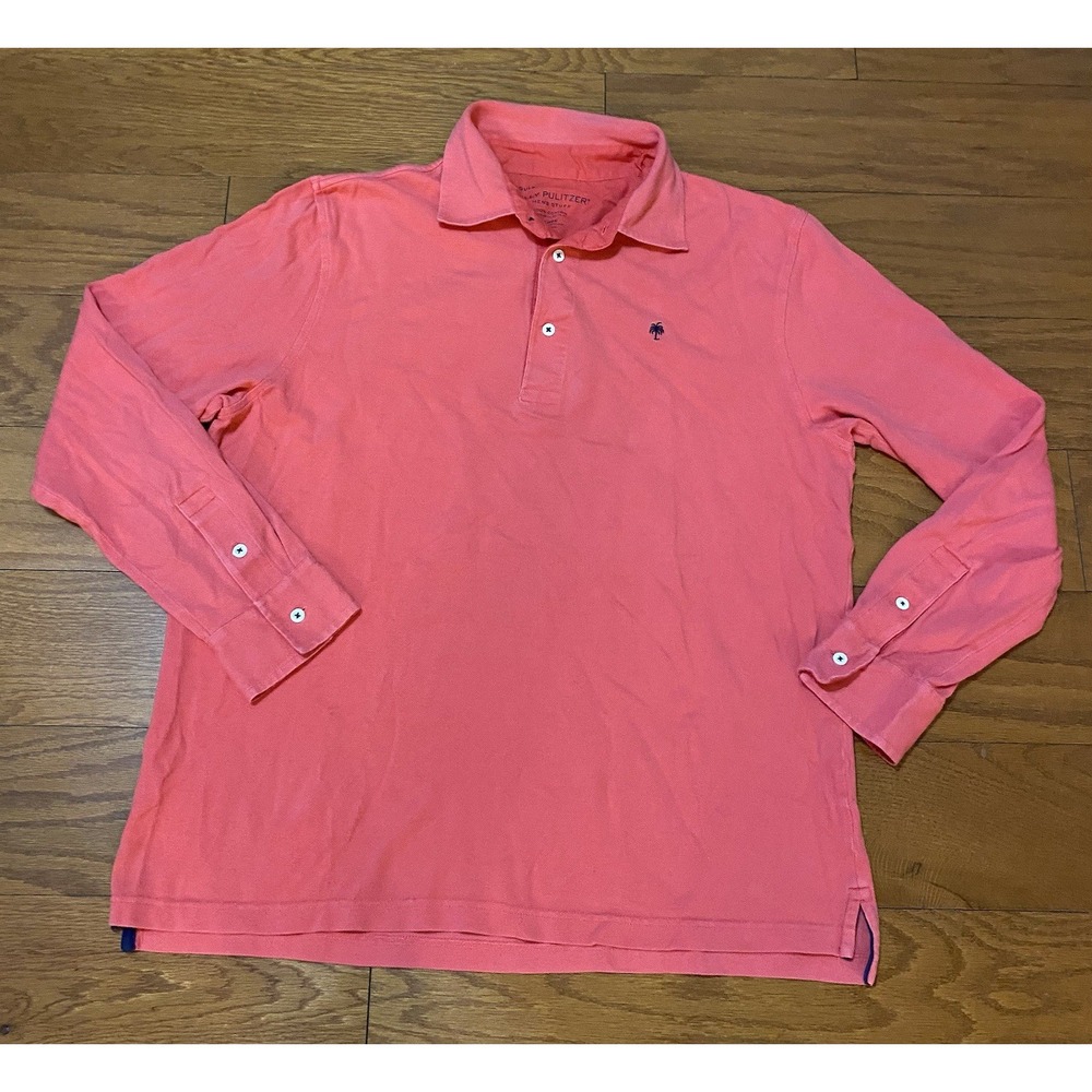 Lilly Pulitzer Gulfstream Polo Shirt Men Large Pink Coral Beach Resort Golf L